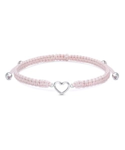 Cute Silver Heart with Knitting Rope Bracelet BR-1502